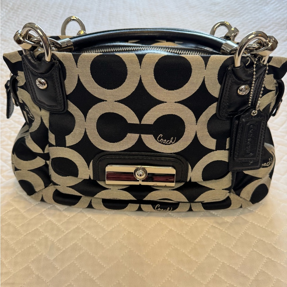 Coach Kristin Black/Gray Signature Satchel